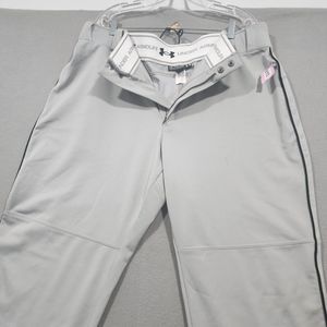 Under Armour Mens Pants Gray Solid 2XL Loose Button Fly 100% Polyester Athletic